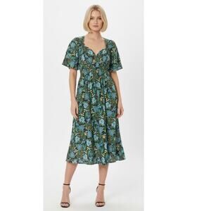 R.G. Kane Christy Midi Dress Large Green NWT